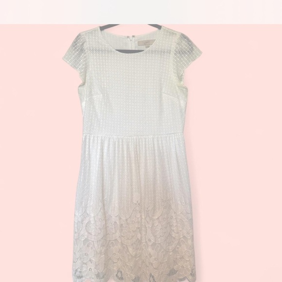 LOFT off white Flutter Sleeve Midi Sundress - Picture 1 of 4